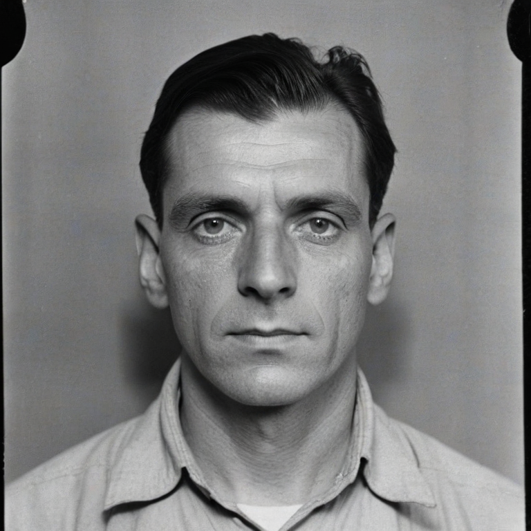 front shot, mugshot photo of a british gentleman, 30s, cleanshaven  looks at viewer, cinematic shot
