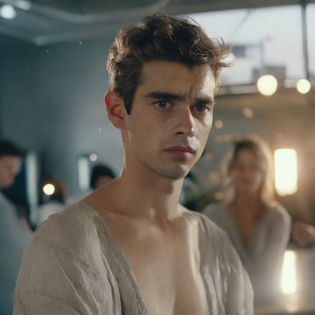 front shot, photo of The  looks at viewer, cinematic shot