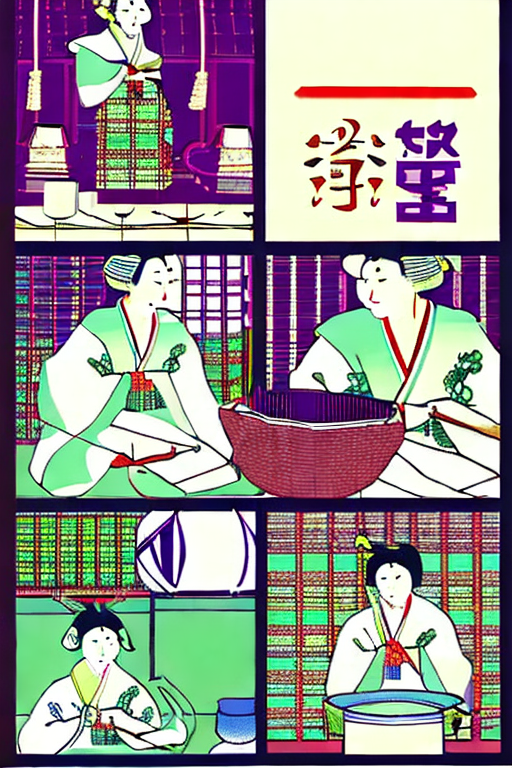 AI generated art representing "japanese tea ceremony, traditional, tea master, japanese design, beautiful."