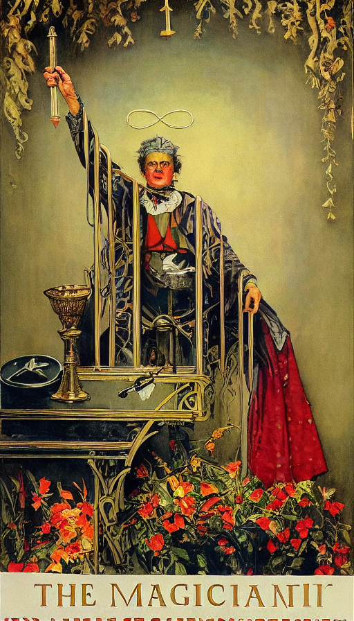the magician tarot card by Norman Rockwell