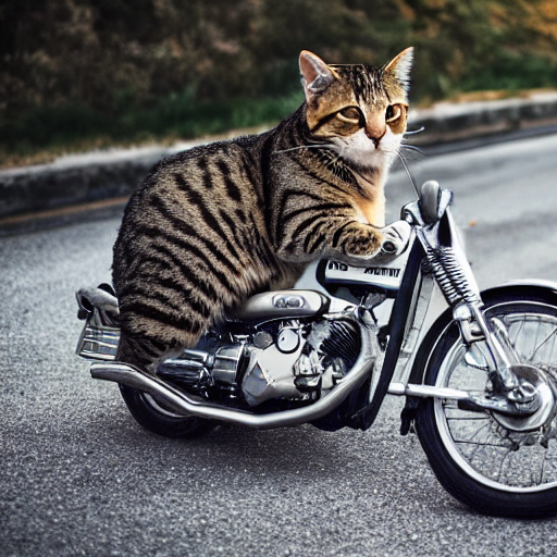Stable Diffusion prompt: photo of a cat in a motorcycle - PromptHero