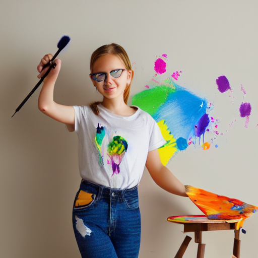 stable-diffusion-prompt-girl-10-years-old-wearing-tshirt-prompthero