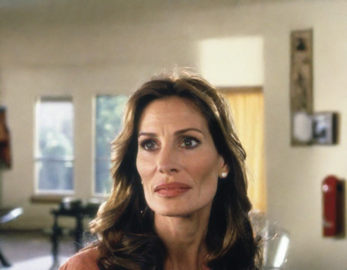 front shot, photo of julia roberts looks at viewer, cinematic shot