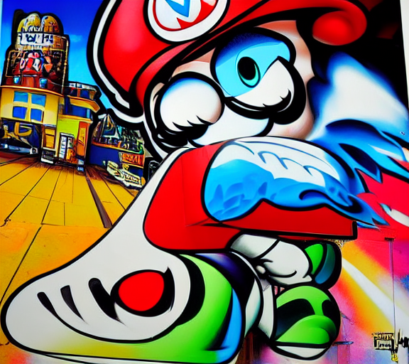 A Mario surfer by jerkface street artist