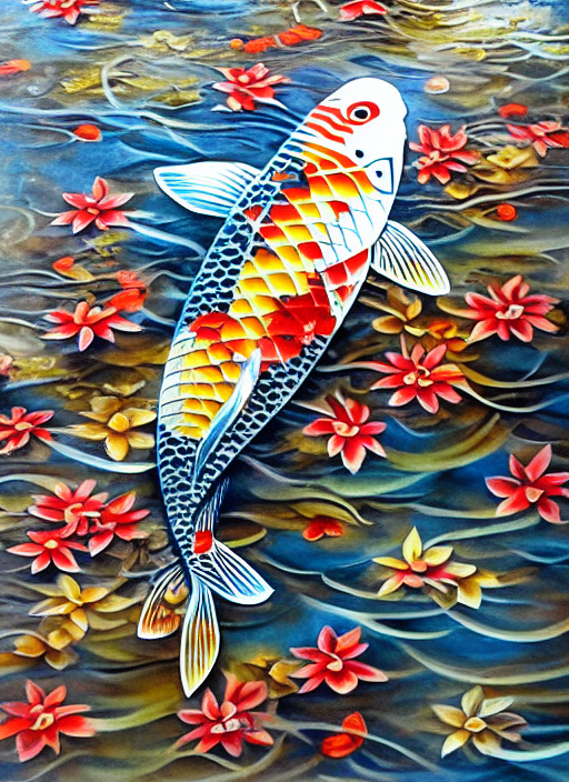 Sidewalk Stenciled Koi fish
 In the style of Novy