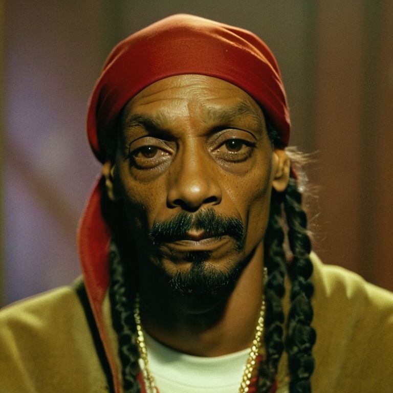 front shot, actor photo of a Snoop dog  looks at viewer, cinematic shot