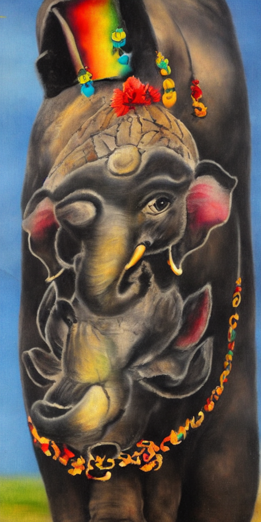 Elephant painted by Dali and Frida Kahlo