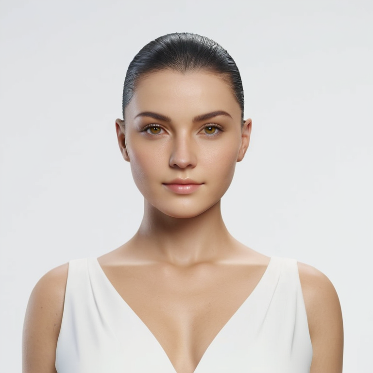 white background, front shot studio 3D render of   looks at viewer, cinematic shot