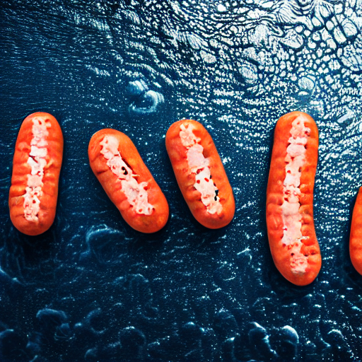Bacterias or sausages floating above the sea