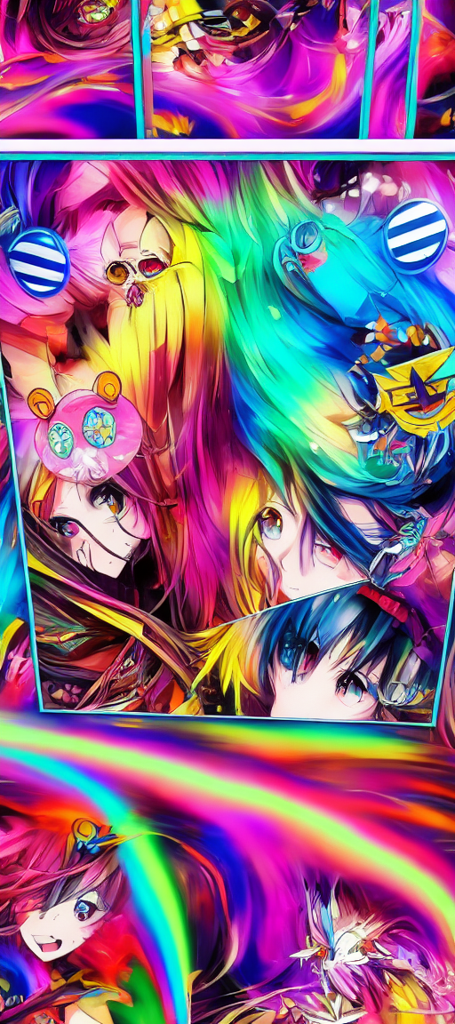 anime styled chaotic and colorful