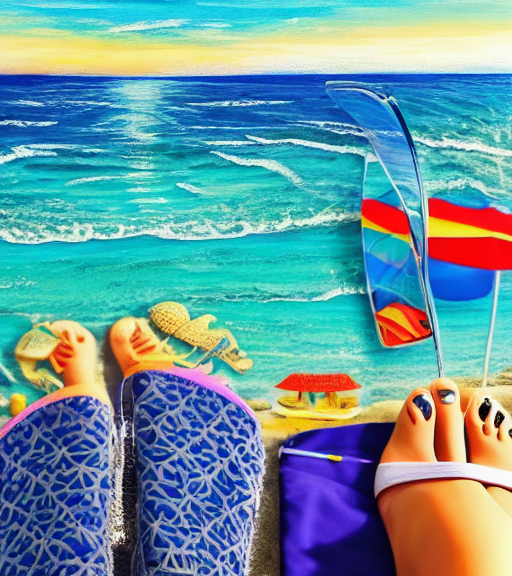 Travel scene of a beach with my feet up