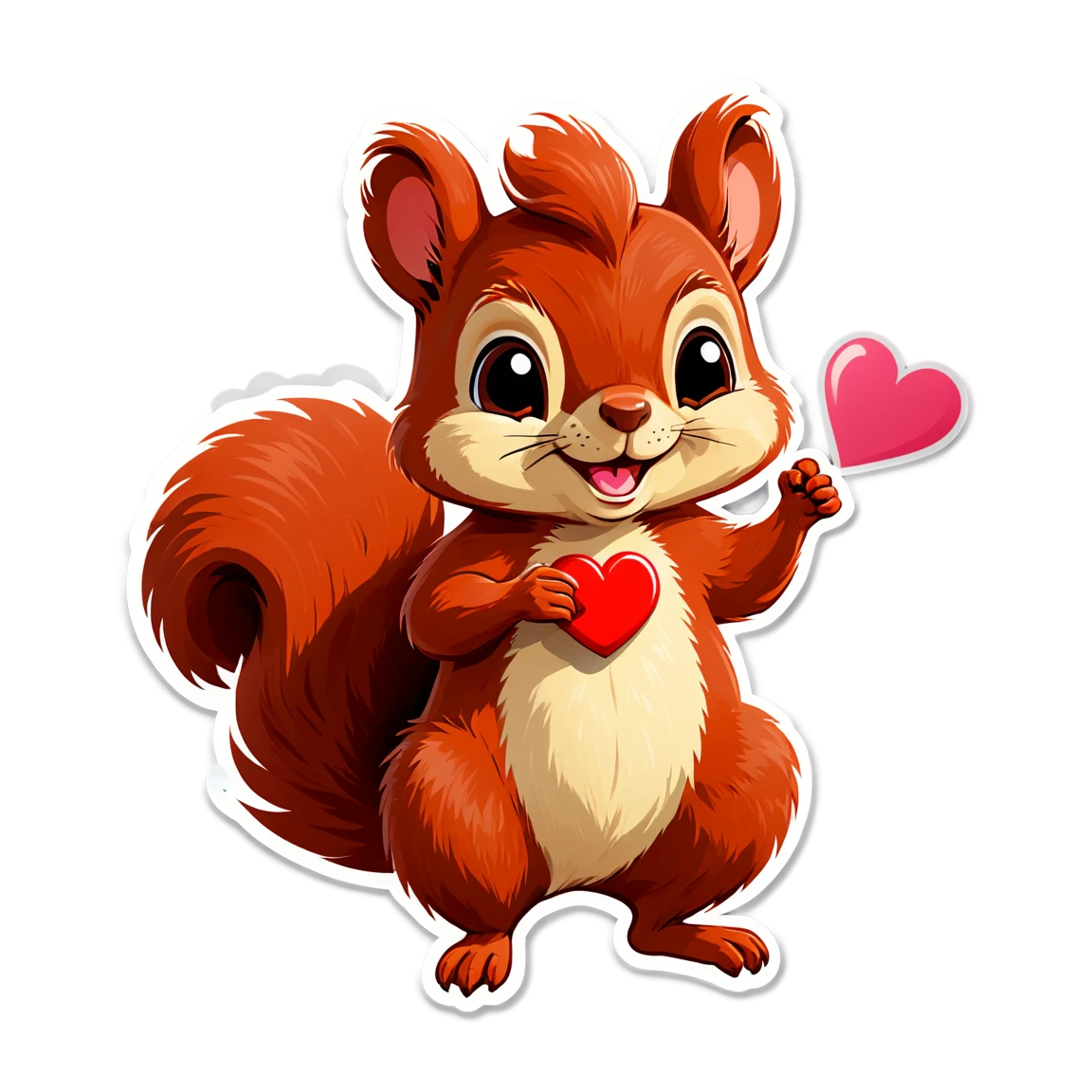 squirrel with a heart, with a tiny nose, with a smile cute-animal stickers