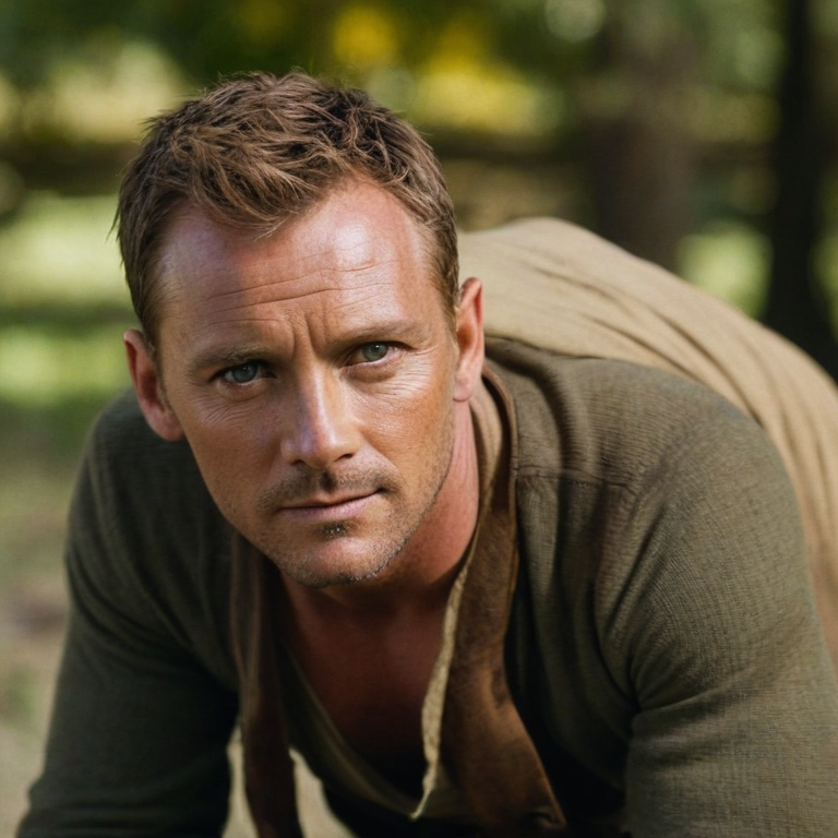 front shot, actor photo of a man  looks at viewer, cinematic shot