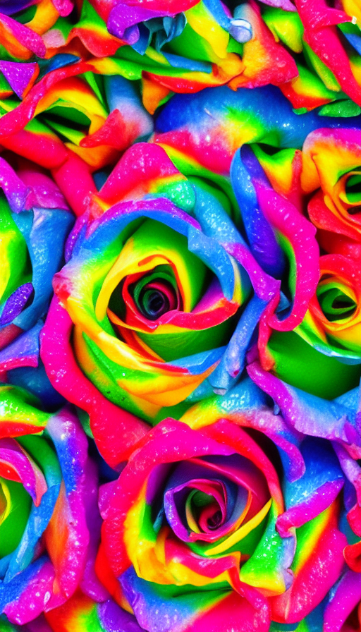 Rose decorated with rainbow colors