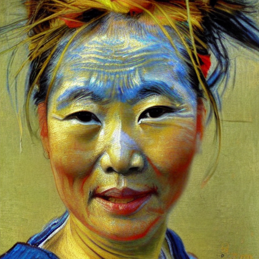 Asian woman, by Van Gogh, realistic, HD color photograph