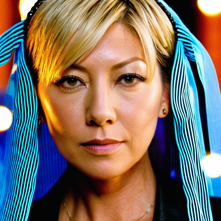 front shot, actor photo of a Jenna elfman Asian features woman  looks at viewer, cinematic shot