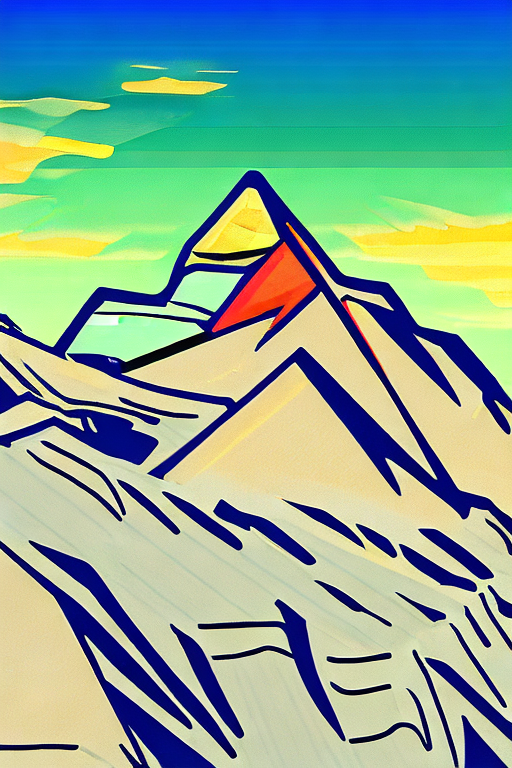 An AI generated image representing "mount everest at golden hour, mountains around, cloudy sky, stunning."