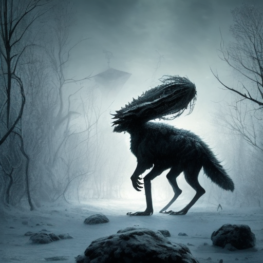 Openjourney prompt: Starvation black monster wolves with - PromptHero