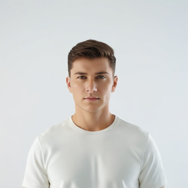 white background, front shot studio 3D render of   looks at viewer, cinematic shot