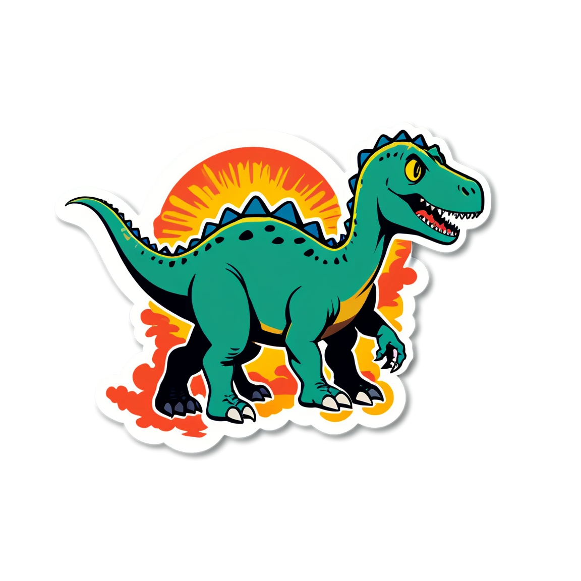 with a time travel, with a footprint dinosaur stickers