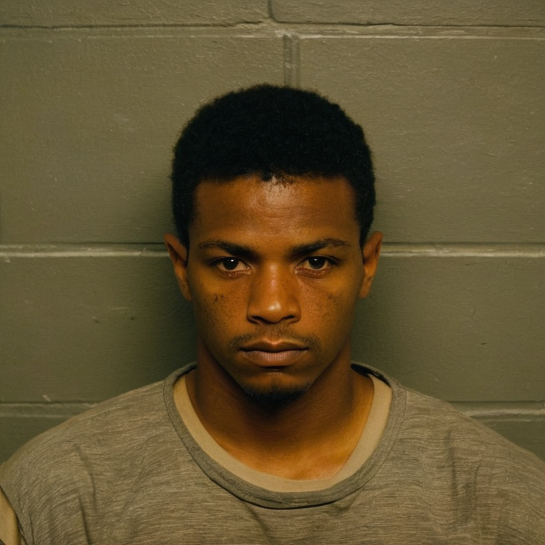 front shot, mugshot photo of a   looks at viewer, cinematic shot