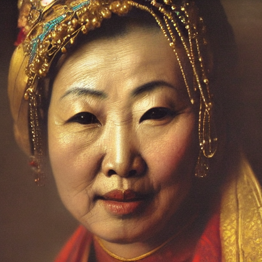 Asian woman, by rembrandt, realistic, HD color photograph
