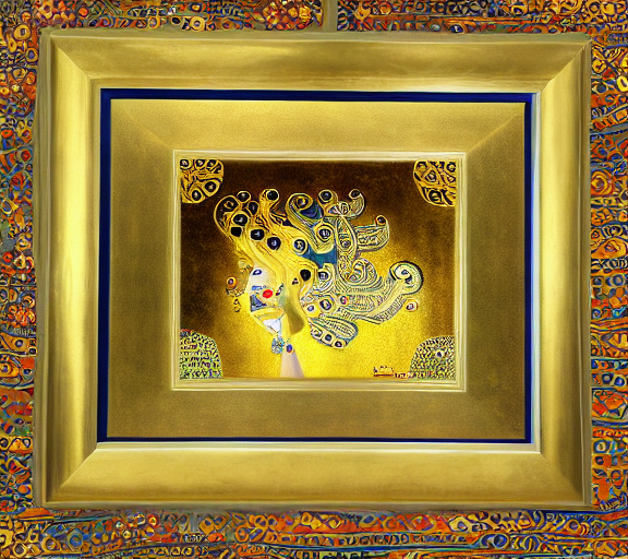 Tanjori style painting with 24k gold of sacred peacock by Gustav Klimt