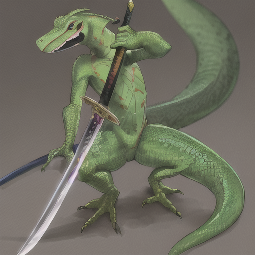 Sworl Lizard Anything prompt: an anthro lizard with a sword - PromptHero