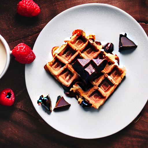 Man spreading chocolate on a waffle