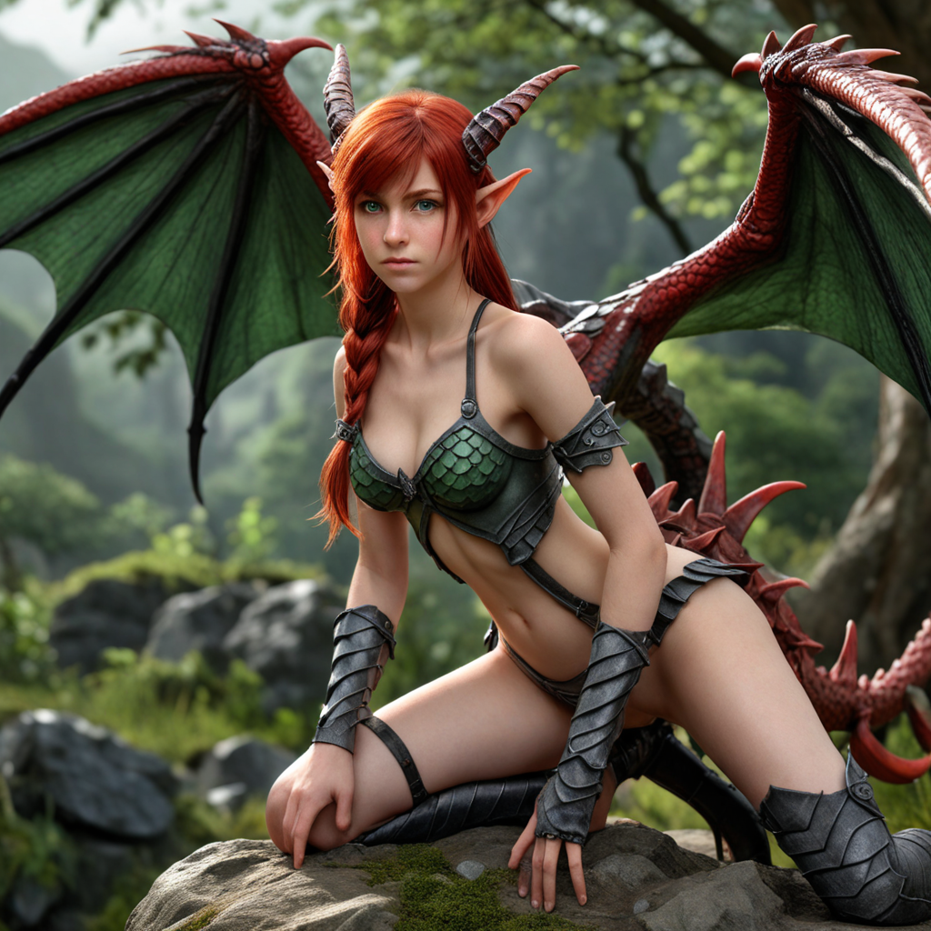 AI generated image for quoate 14 year old girl porn naked snake red hair  black green gray eyes Griffon Dragon sentaur Claws elf fairy wings horn  tail, Landscape art, Sculpture : MultipleWords