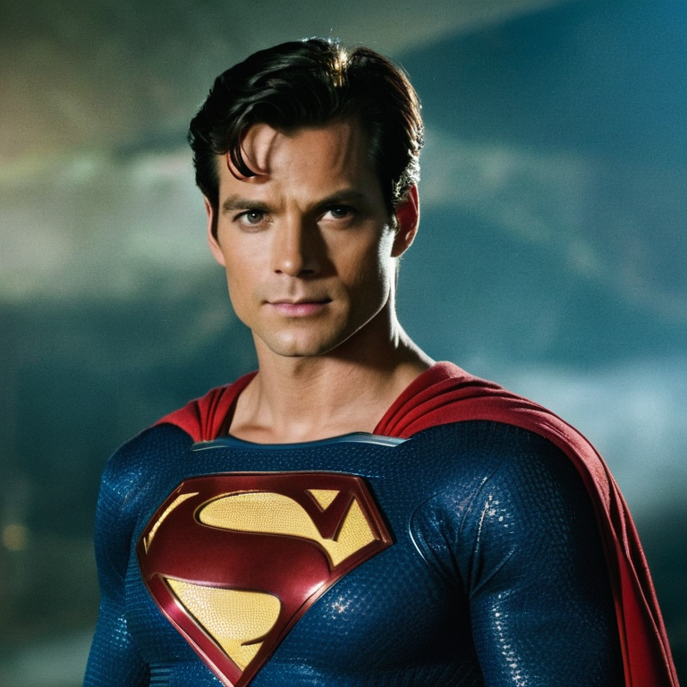 front shot, actor photo of a Super man  looks at viewer, cinematic shot