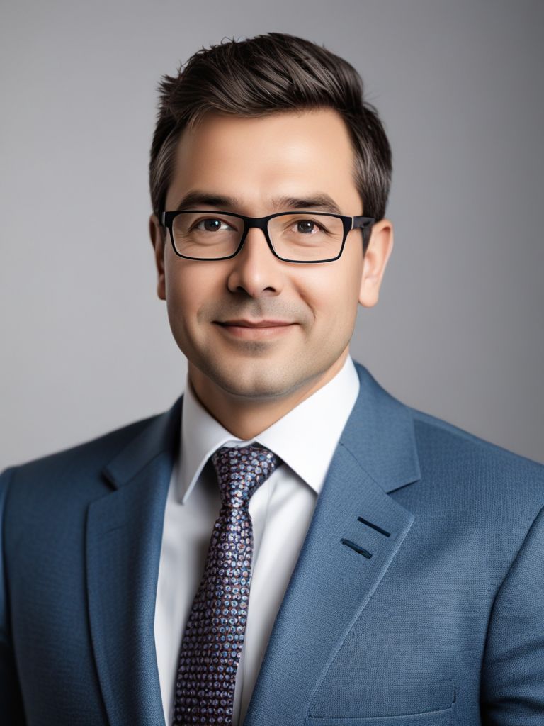 Headshot of a man in a blue business suit.