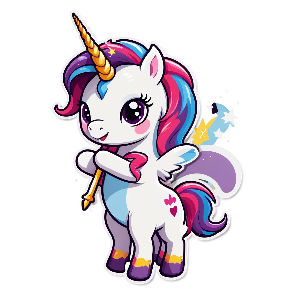 holding a magic wand unicorn stickers