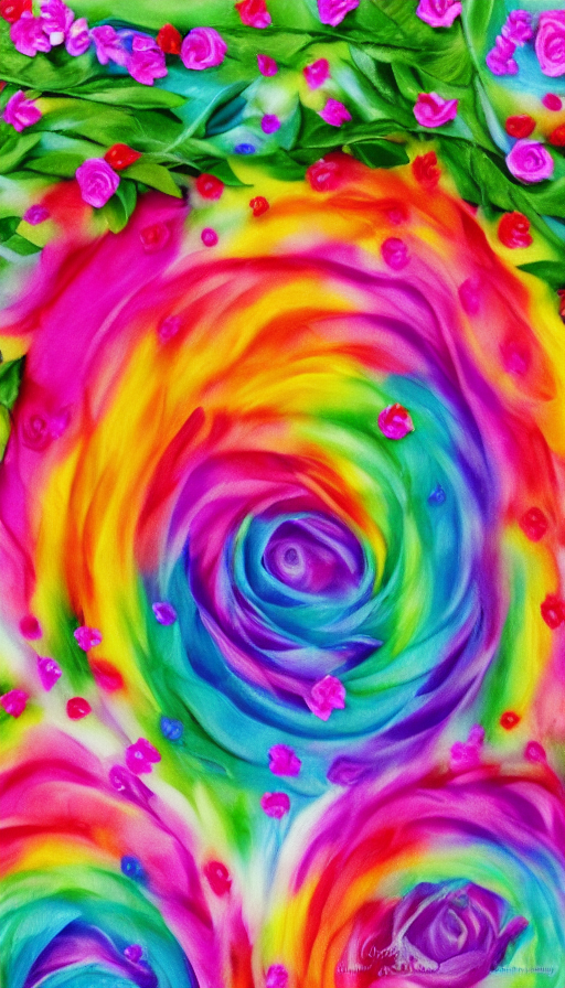 Rose decorated with rainbow colors