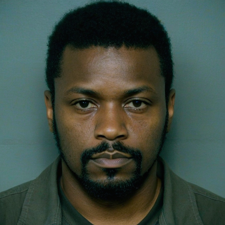 front shot, mugshot photo of a yes  looks at viewer, cinematic shot