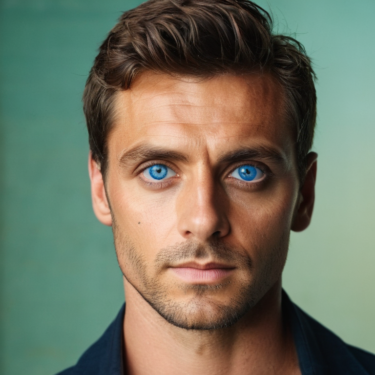 front shot, actor photo of a Big eyes blue eyes Italian handsome  looks at viewer, cinematic shot