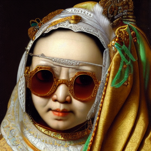 Asian lady with cool glasses  by Rembrandt