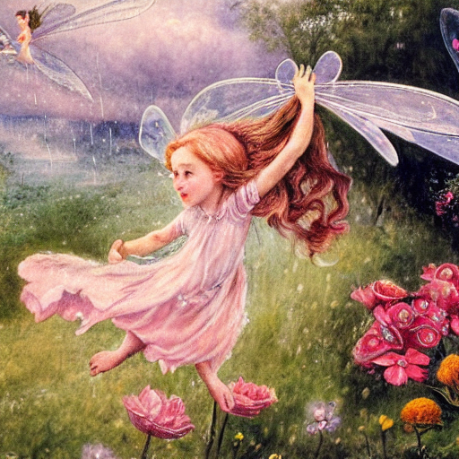 Stable Diffusion prompt: Fairies flying| rainy day | - PromptHero