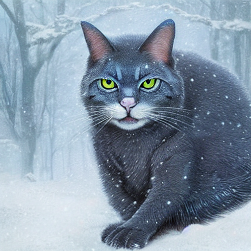 Stable Diffusion prompt: blue cat catching snowflakes, - PromptHero