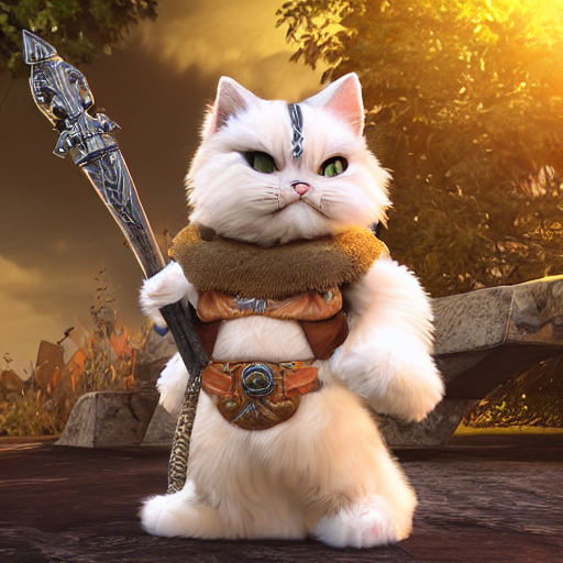 Stable Diffusion prompt: super cute fluffy cat warrior in - PromptHero