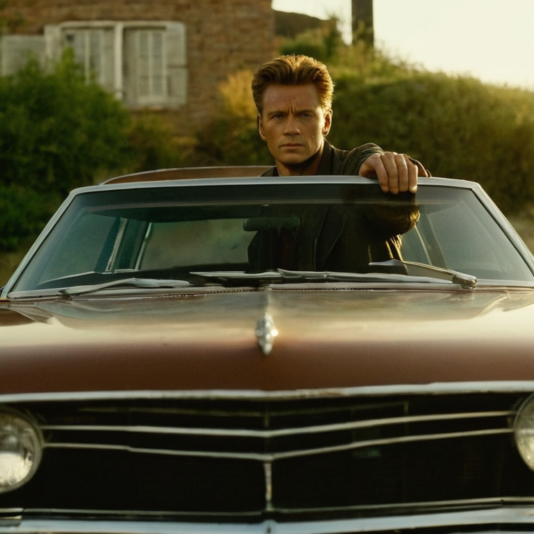 front shot, actor photo of a Car  looks at viewer, cinematic shot