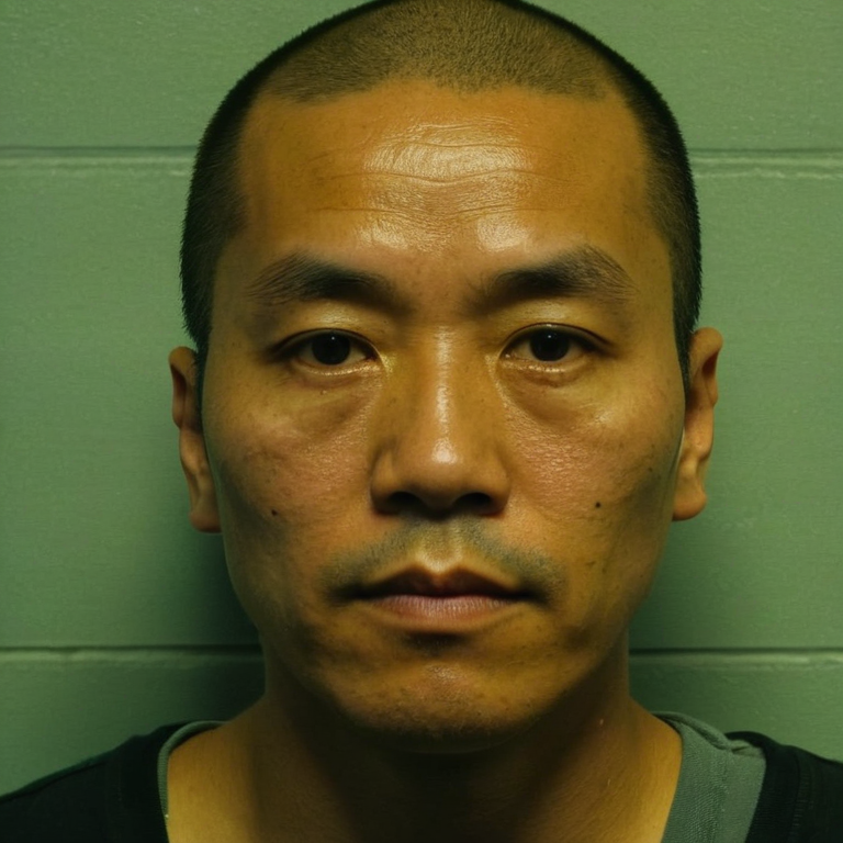 front shot, mugshot photo of a 有  looks at viewer, cinematic shot