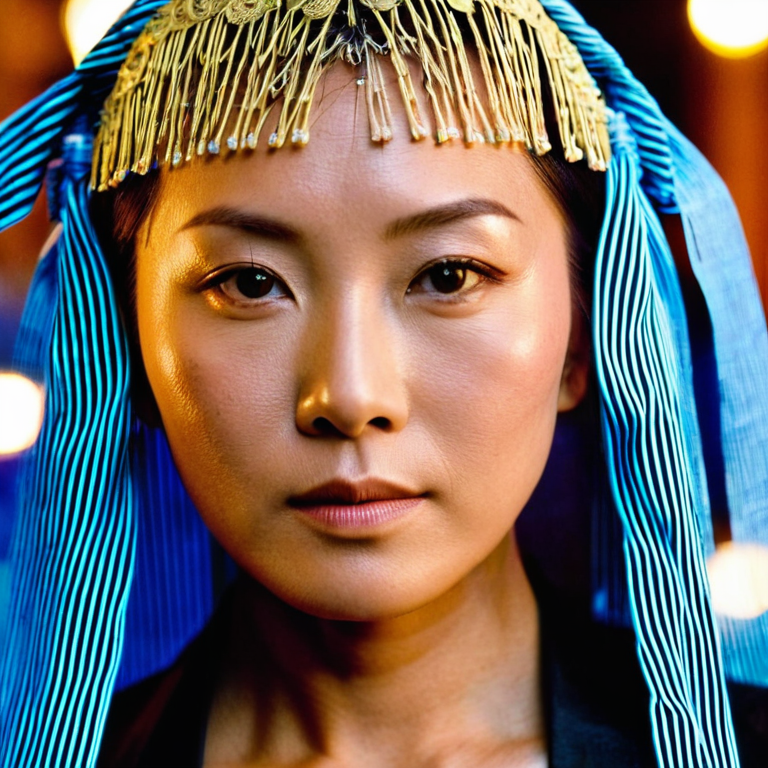 front shot, actor photo of a asian woman  looks at viewer, cinematic shot
