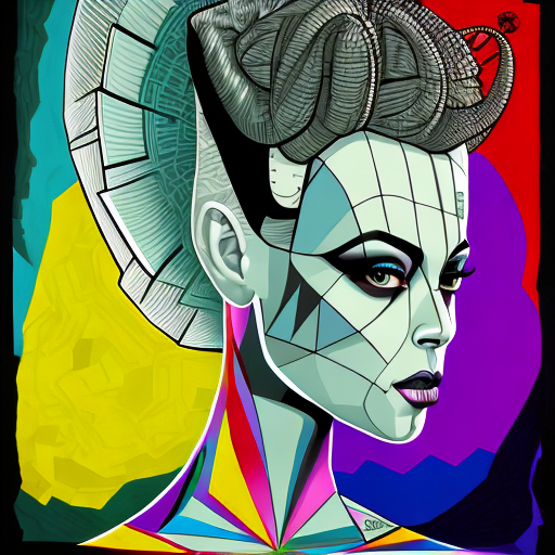 Openjourney prompt: geometric abstract portrait of Bride - PromptHero