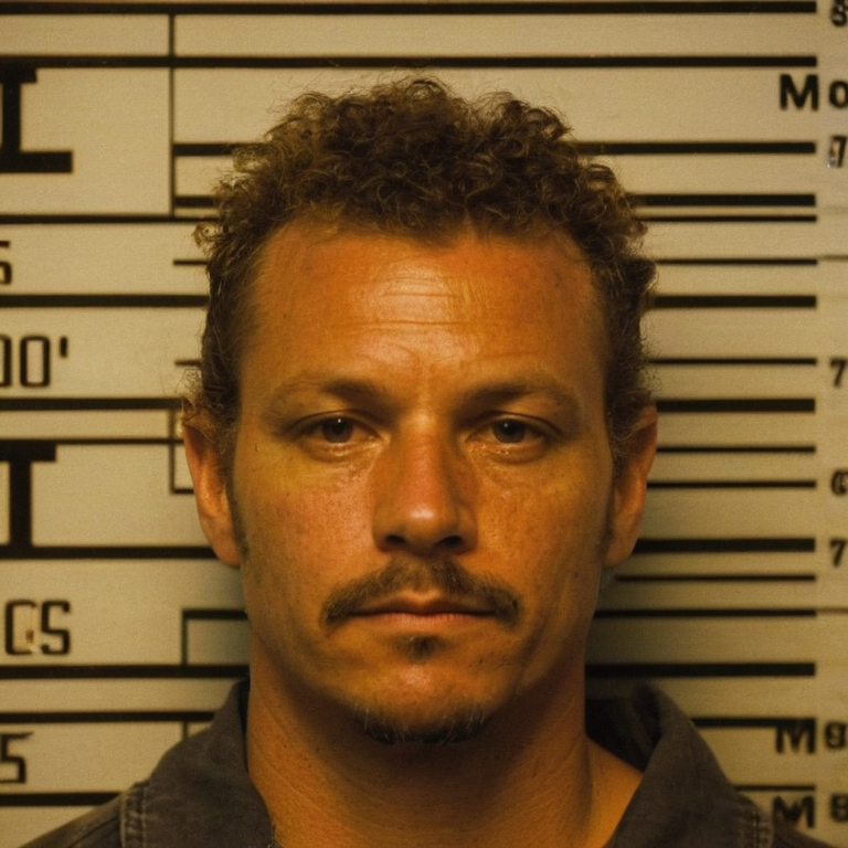 front shot, mugshot photo of a mo man  looks at viewer, cinematic shot