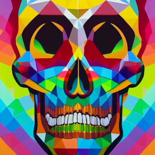 Stable Diffusion prompt: Skull oil painting by Okuda San - PromptHero