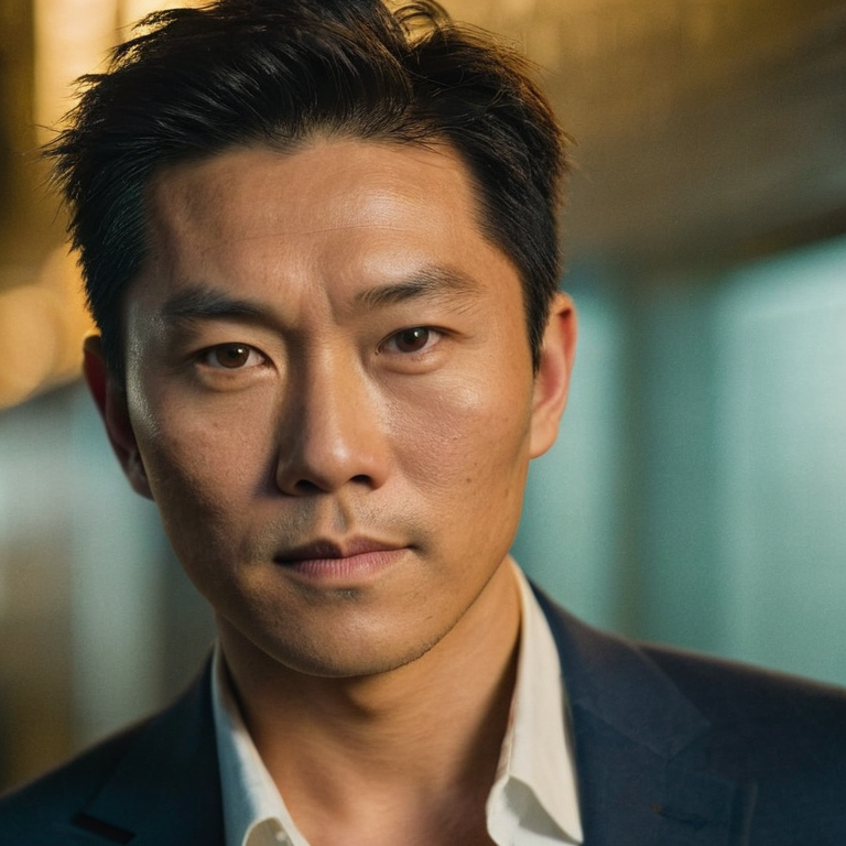 front shot, actor photo of a Asian  looks at viewer, cinematic shot