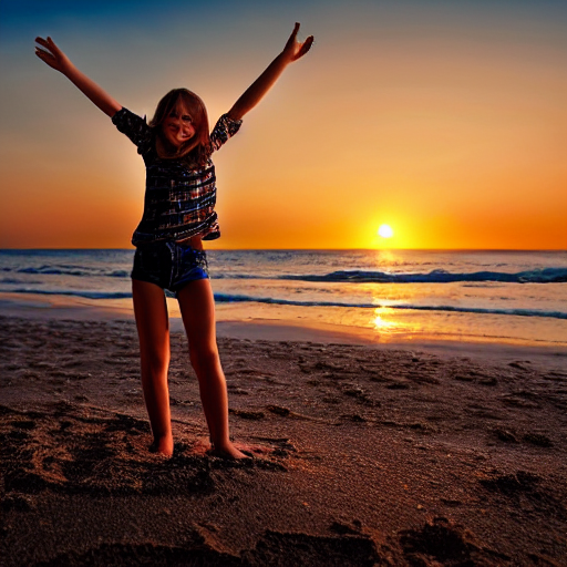 Stable Diffusion prompt: Cute barefoot teen girl, playing - PromptHero