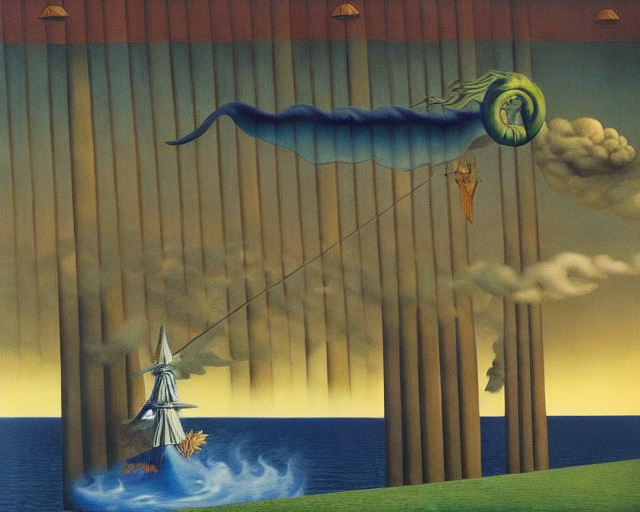 Dragon
With wizard below by Rene Magritte surrealist