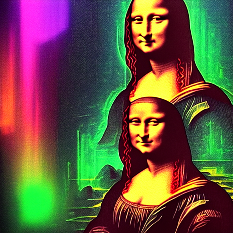 Stable Diffusion prompt: Robot Mona Lisa cyberpunk neon - PromptHero